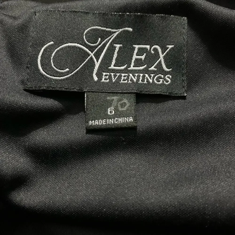 Alex Evening Black And Red Beaded Waist Gown sz 6 - Picture 9 of 10